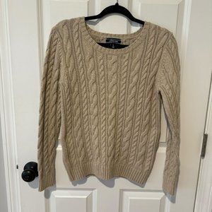 Land's‎ End Tan Cotton Cable Knit Pullover Sweater - Size Small